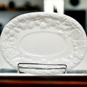 White Oval Embossed Dish 3D Harvest Fruit Design, Bread, Butter, Appetizers